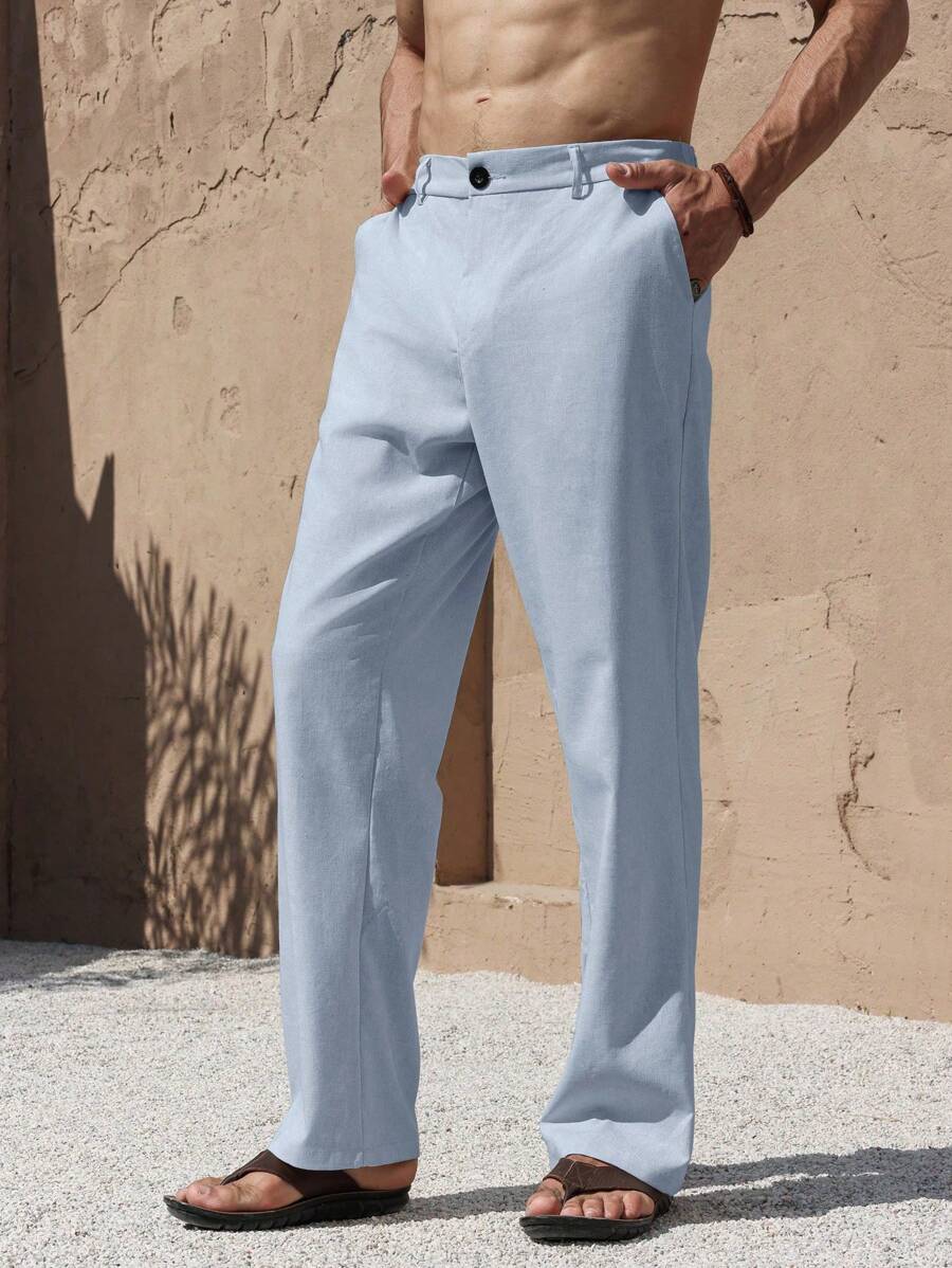 PANTALONI IN LINO CON TASCHE