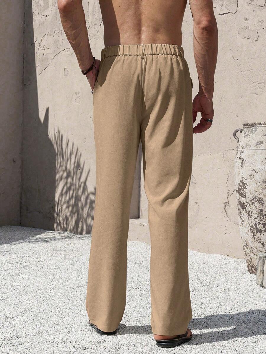 PANTALONI IN LINO CON TASCHE