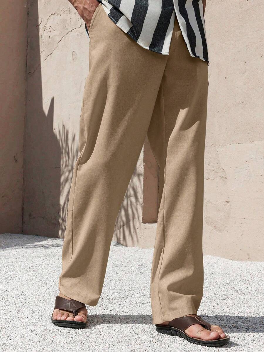 PANTALONI IN LINO CON TASCHE