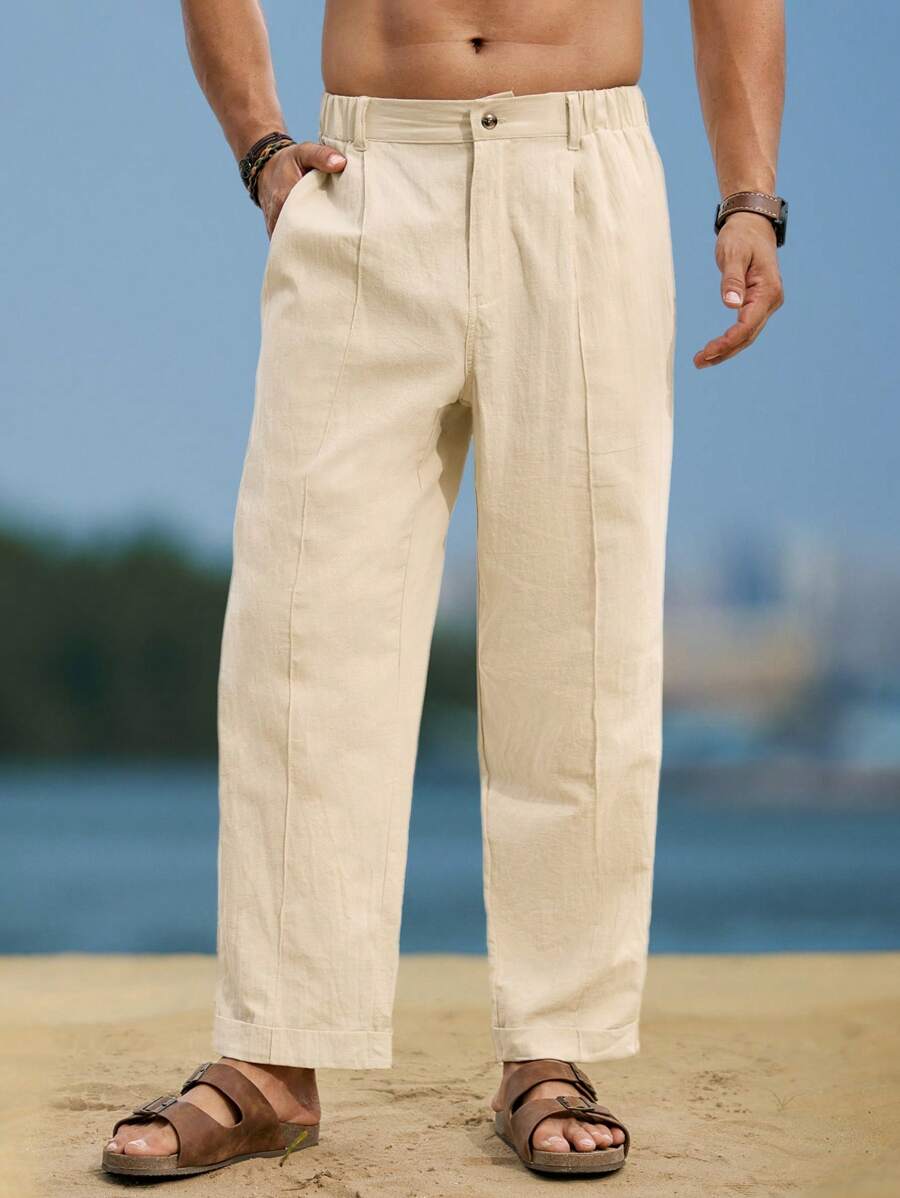 SIMONE  |  PANTALONI CROPPED IN LINO 