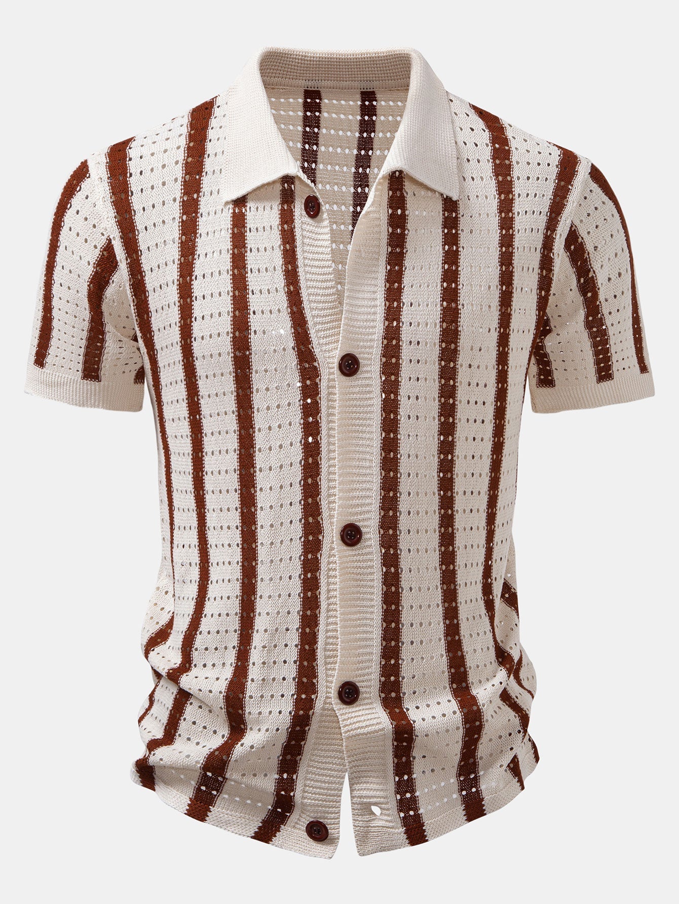 CAMICIA A RIGHE CON OCCHIELLI LAVORATA A MAGLIA