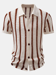 CAMICIA A RIGHE CON OCCHIELLI LAVORATA A MAGLIA