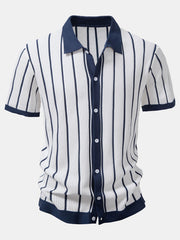 CAMICIA A RIGHE LAVORATA A MAGLIA CON BOTTONI