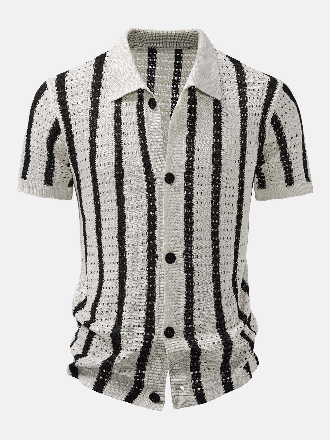 CAMICIA A RIGHE CON OCCHIELLI LAVORATA A MAGLIA