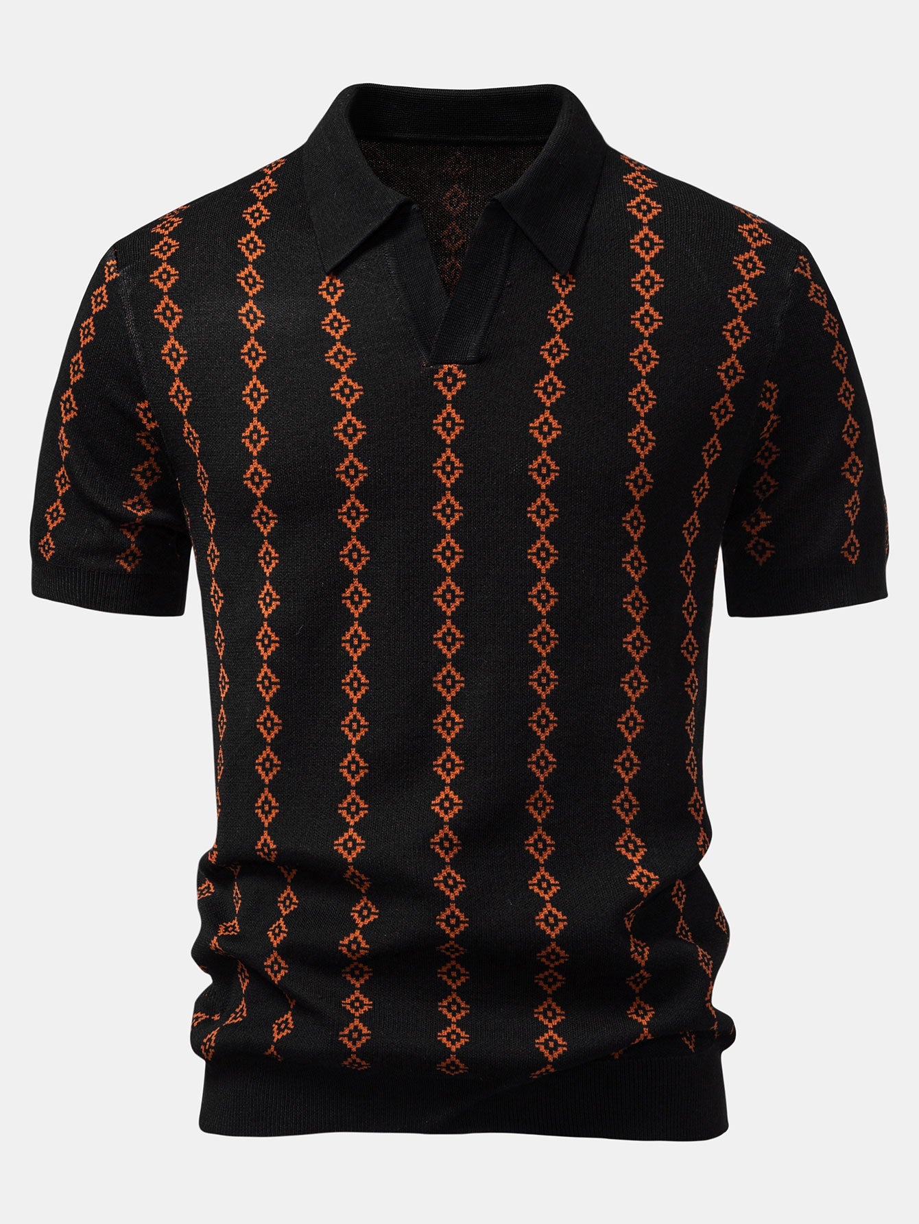 POLO V-NECK IN MAGLIA GEOMETRICA