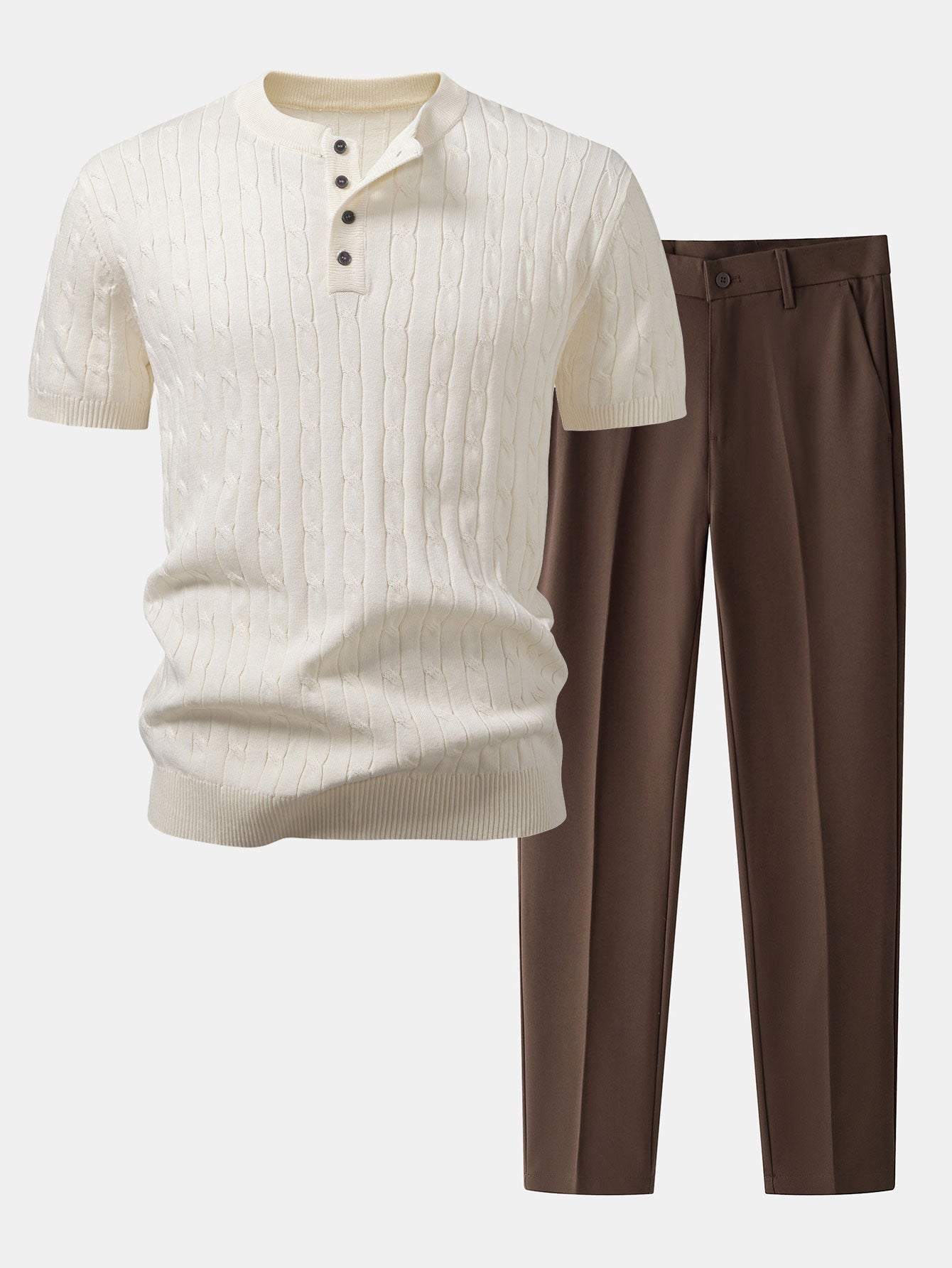 CAMICIA HENLEY A MAGLIA TWIST & PANTALONI SLIM FIT A GAMBA STRETTO
