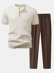 CAMICIA HENLEY A MAGLIA TWIST & PANTALONI SLIM FIT A GAMBA STRETTO
