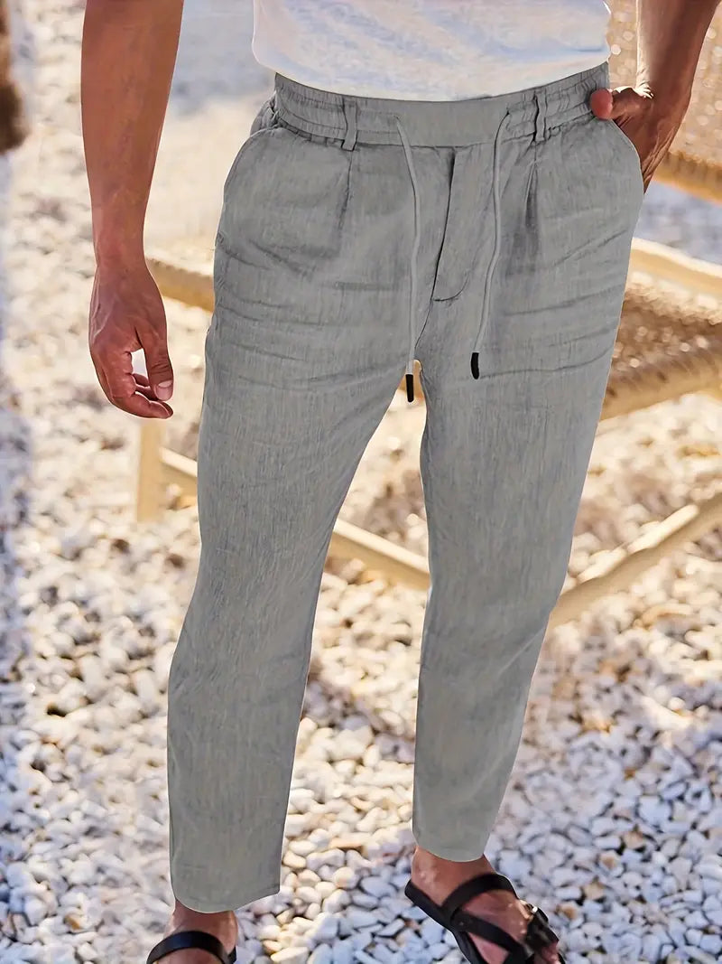 NICHOLS | PANTALONI LARGHI IN LINO CON COULISSE