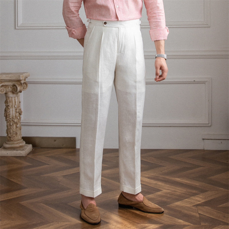 St. Barts | Pantaloni in Lino con Pinces