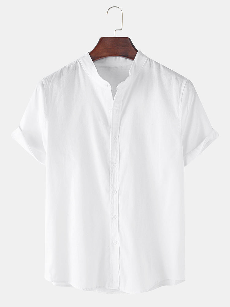 T-SHIRT BASE A MANICHE CORTE IN LINO & PANTALONI DRITTI IN LINO