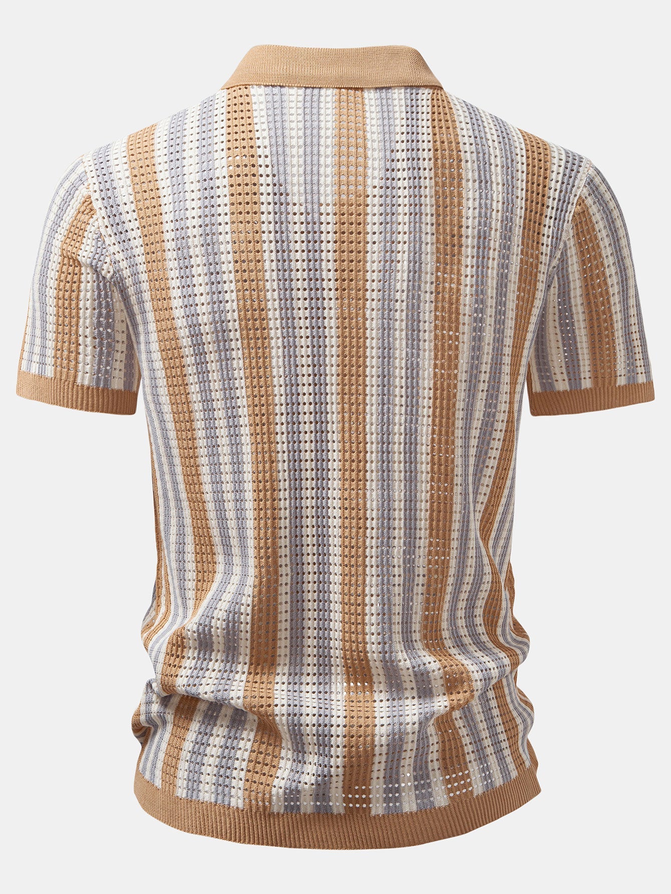 CAMICIA A RIGHE CON OCCHIELLI ALL'UNCINETTO