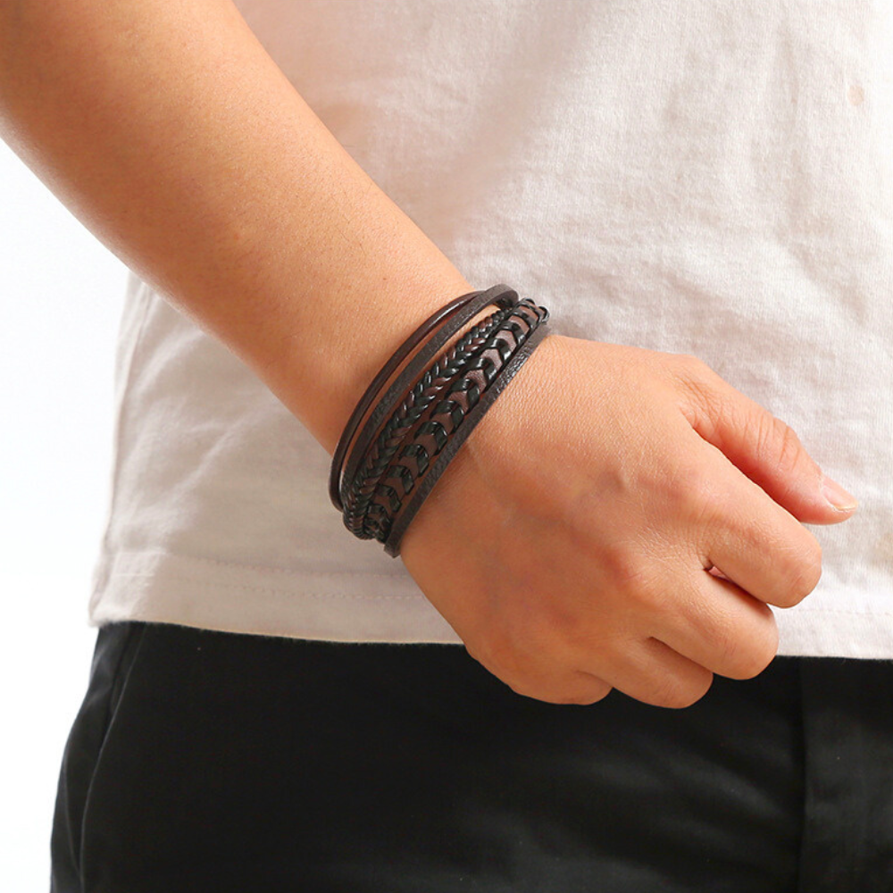 ROSSI ROMA | BRACCIALE DA UOMO DI PELLE DI LUSSO