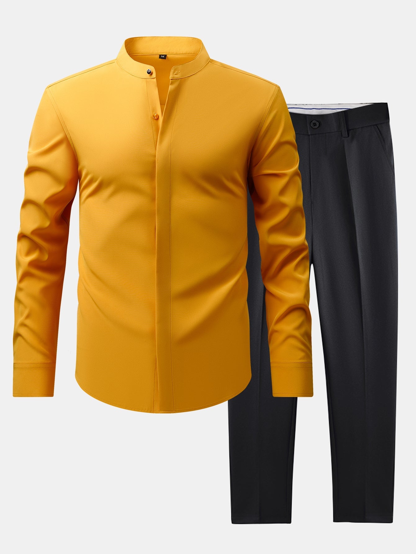 CAMICIA CON COLLETTO RIALZATO & PANTALONI SLIM FIT A GAMBA AFFUSOLATA