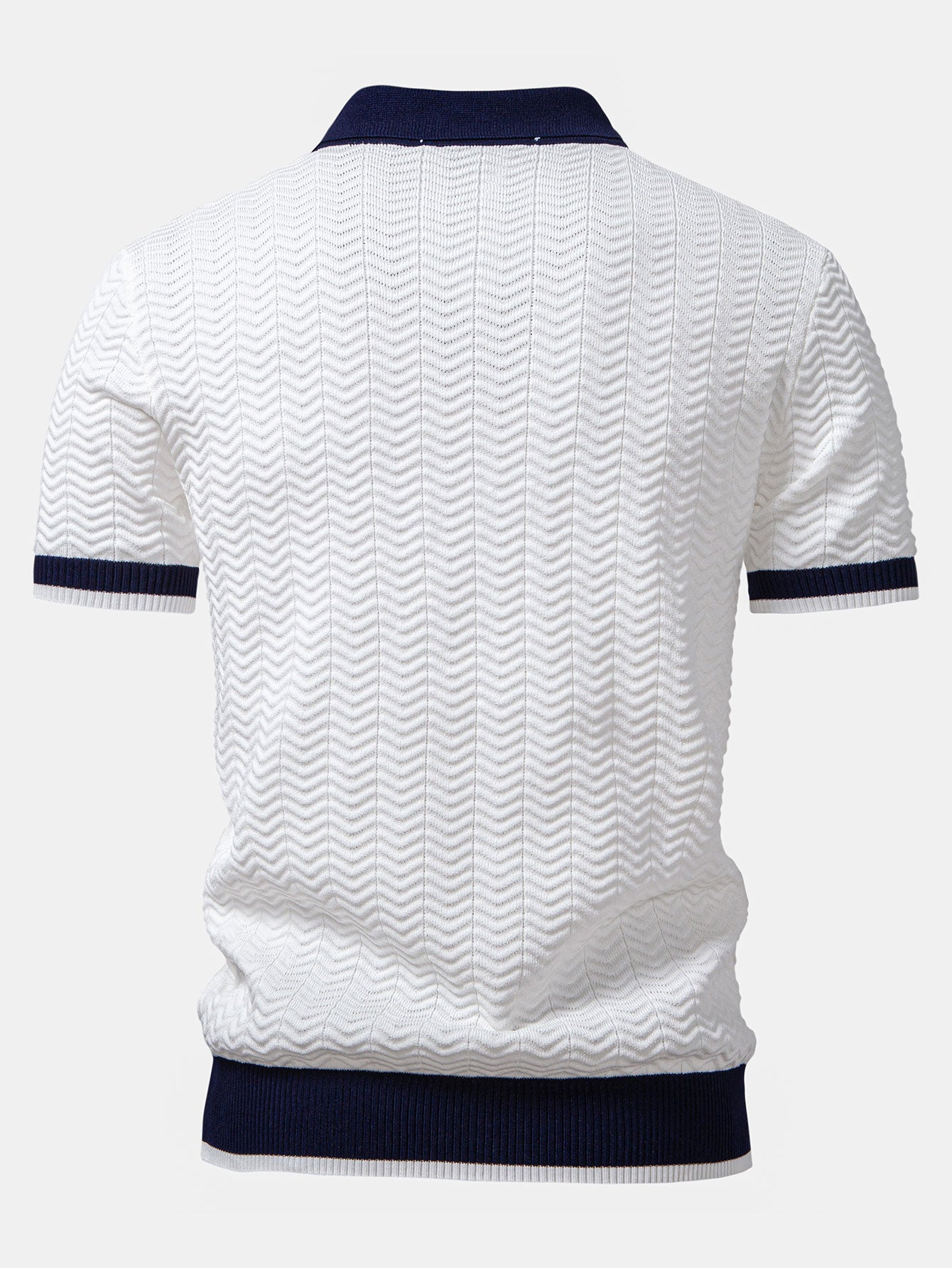 POLO A V IN MAGLIA CON CONTRASTO DI TEXTURE