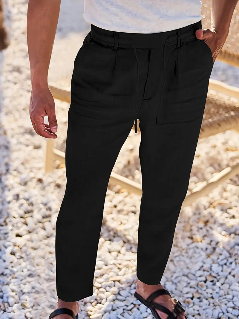 NICHOLS | PANTALONI LARGHI IN LINO CON COULISSE