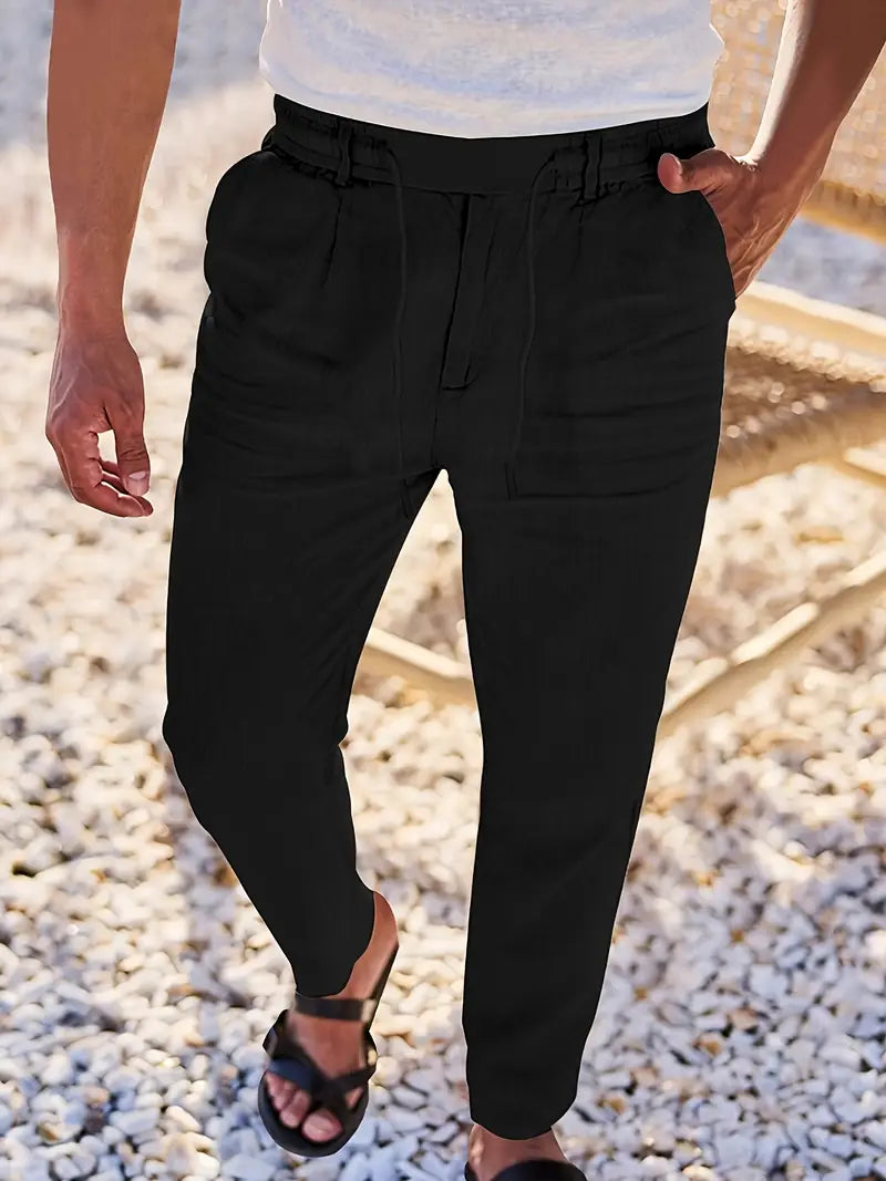 NICHOLS | PANTALONI LARGHI IN LINO CON COULISSE