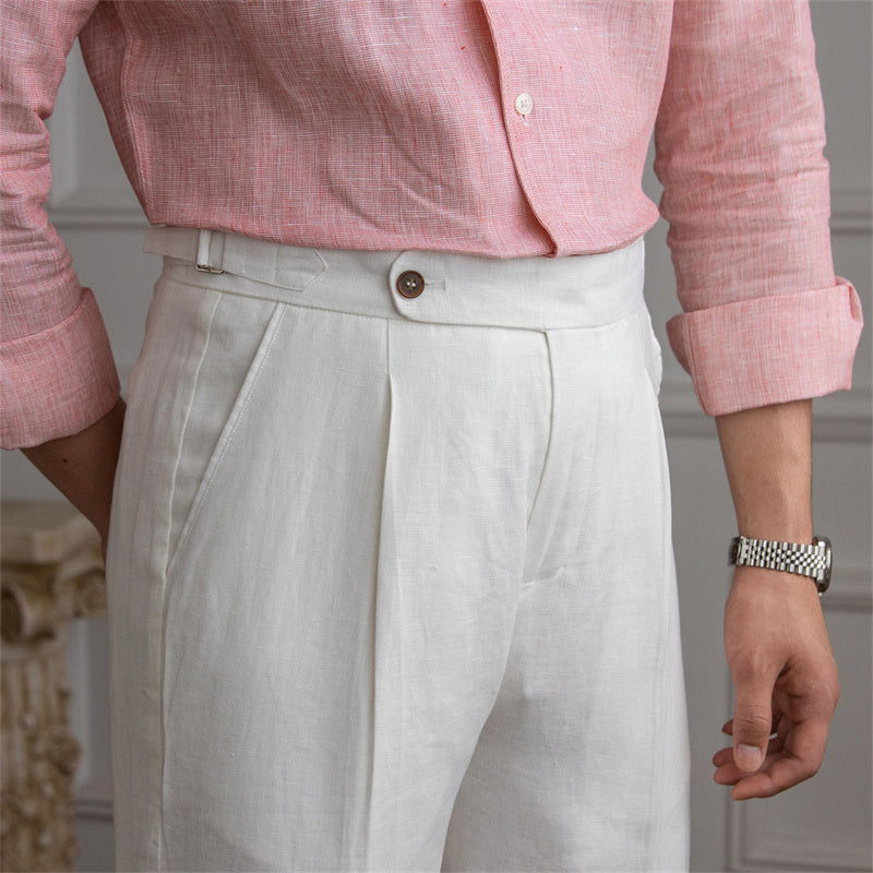 St. Barts | Pantaloni in Lino con Pinces