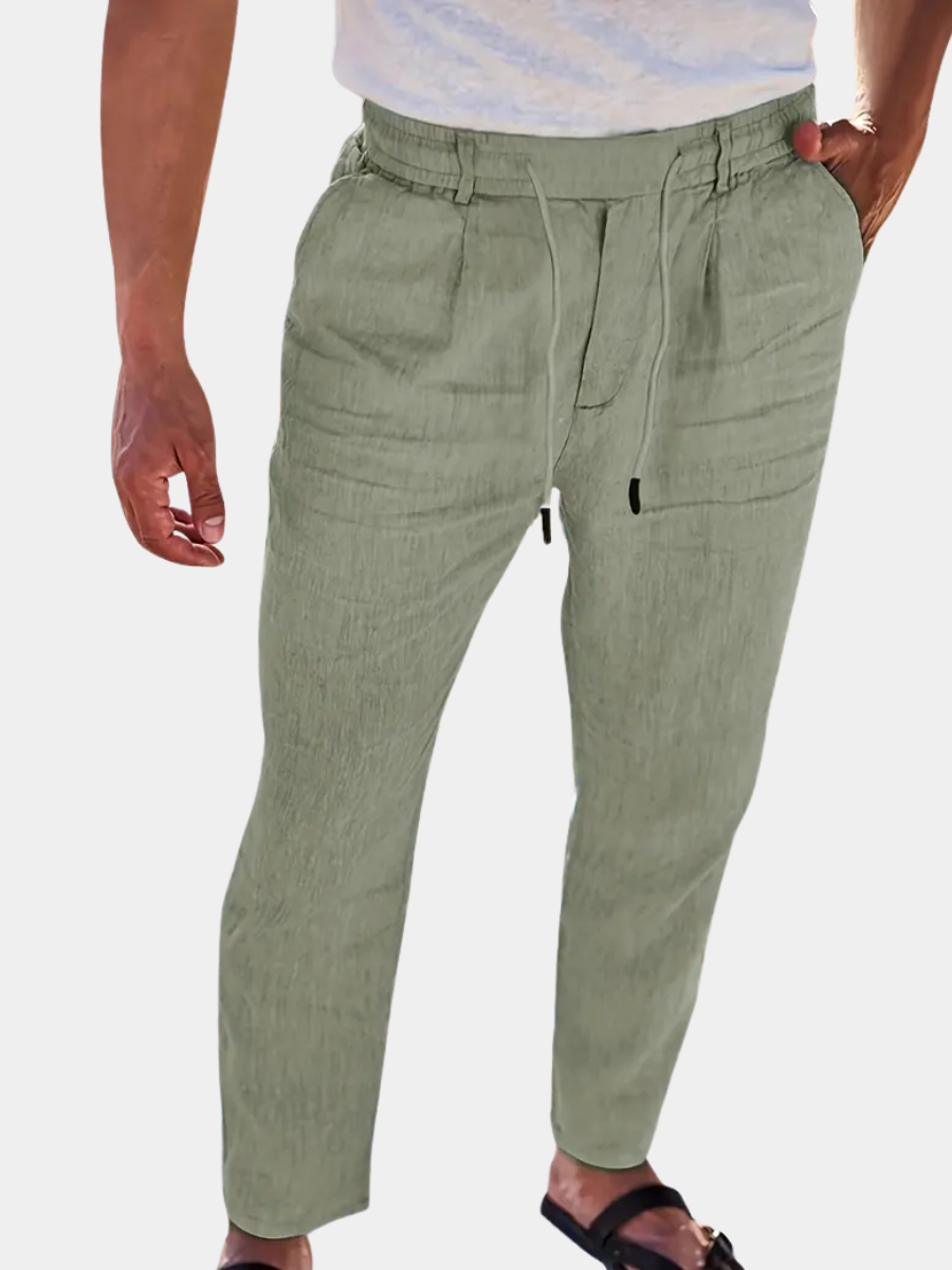 NICHOLS | PANTALONI LARGHI IN LINO CON COULISSE