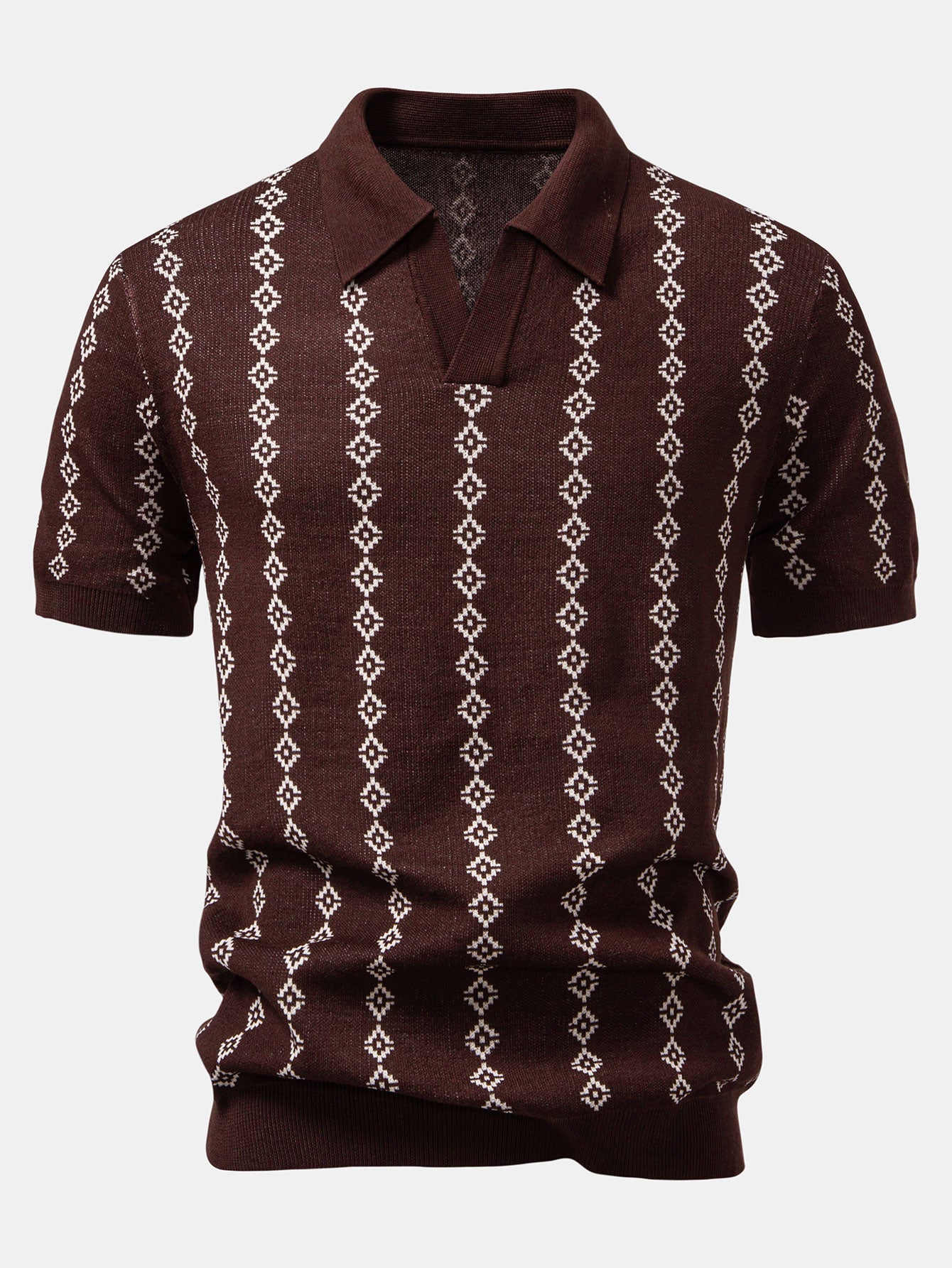 POLO V-NECK IN MAGLIA GEOMETRICA