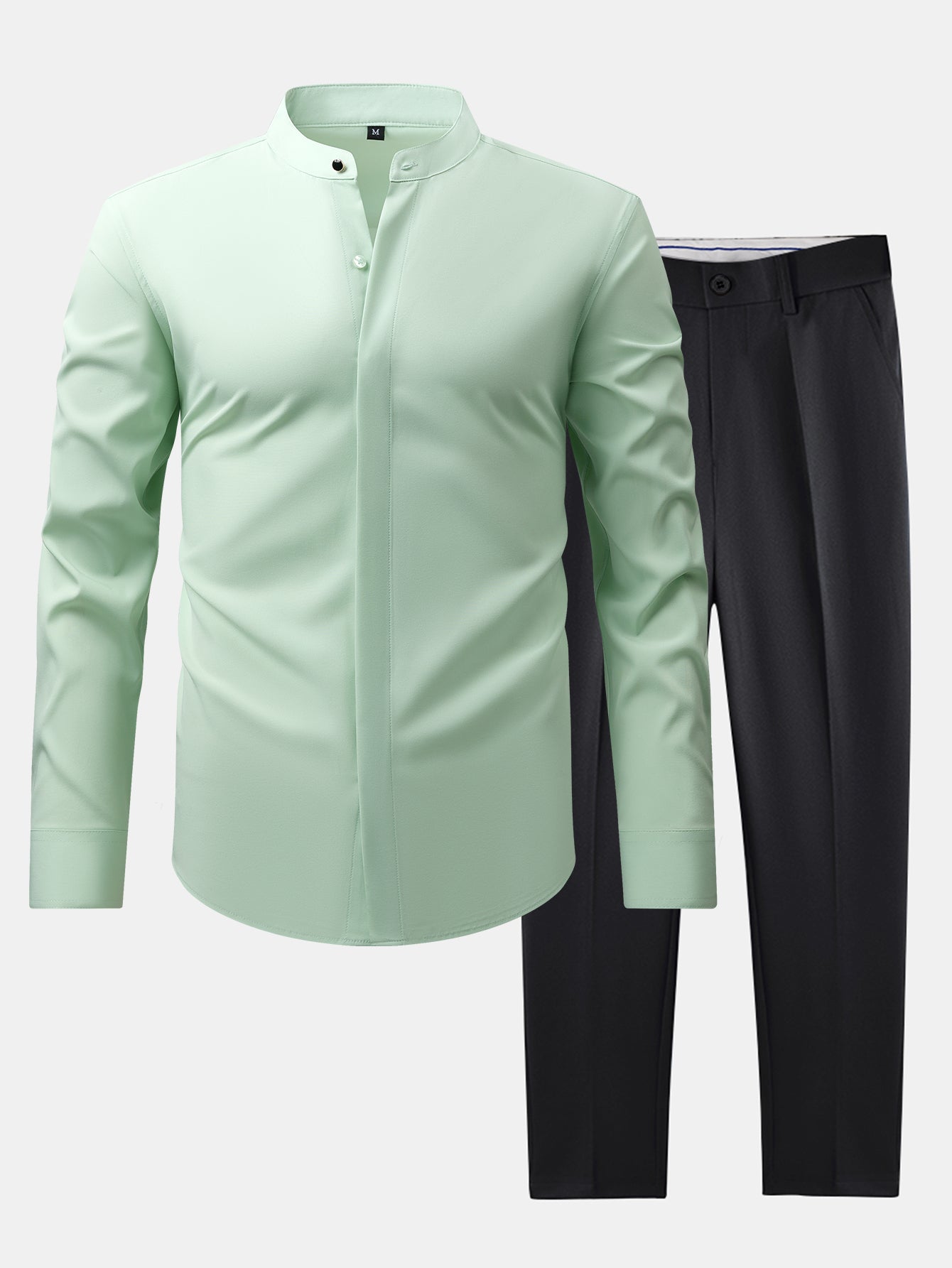 CAMICIA CON COLLETTO RIALZATO & PANTALONI SLIM FIT A GAMBA AFFUSOLATA