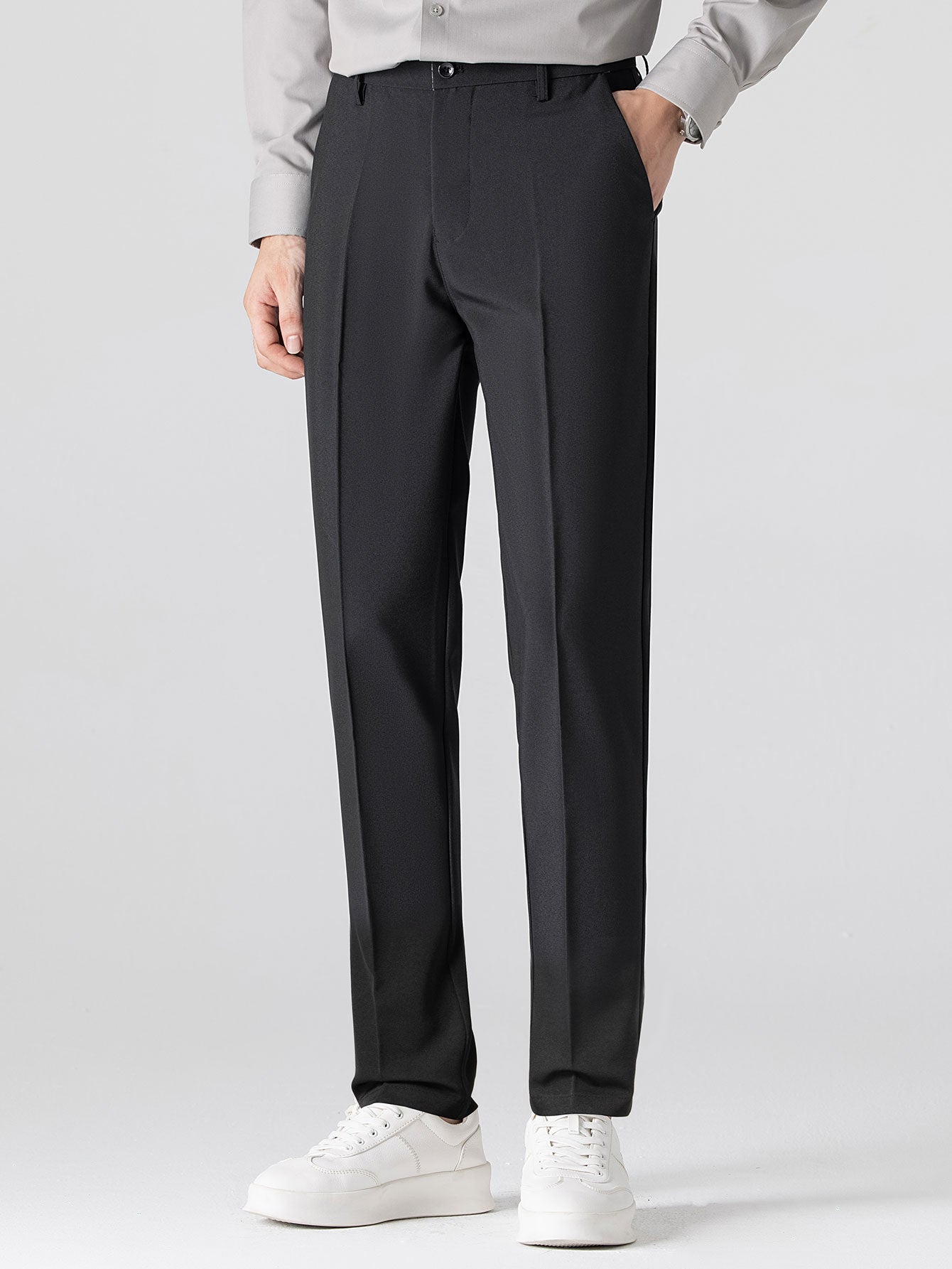 CAMICIA A MANICHE LUNGHE A RIGHE CON BOTTONI & PANTALONI SLIM FIT A GAMBA AFFUSOLATA