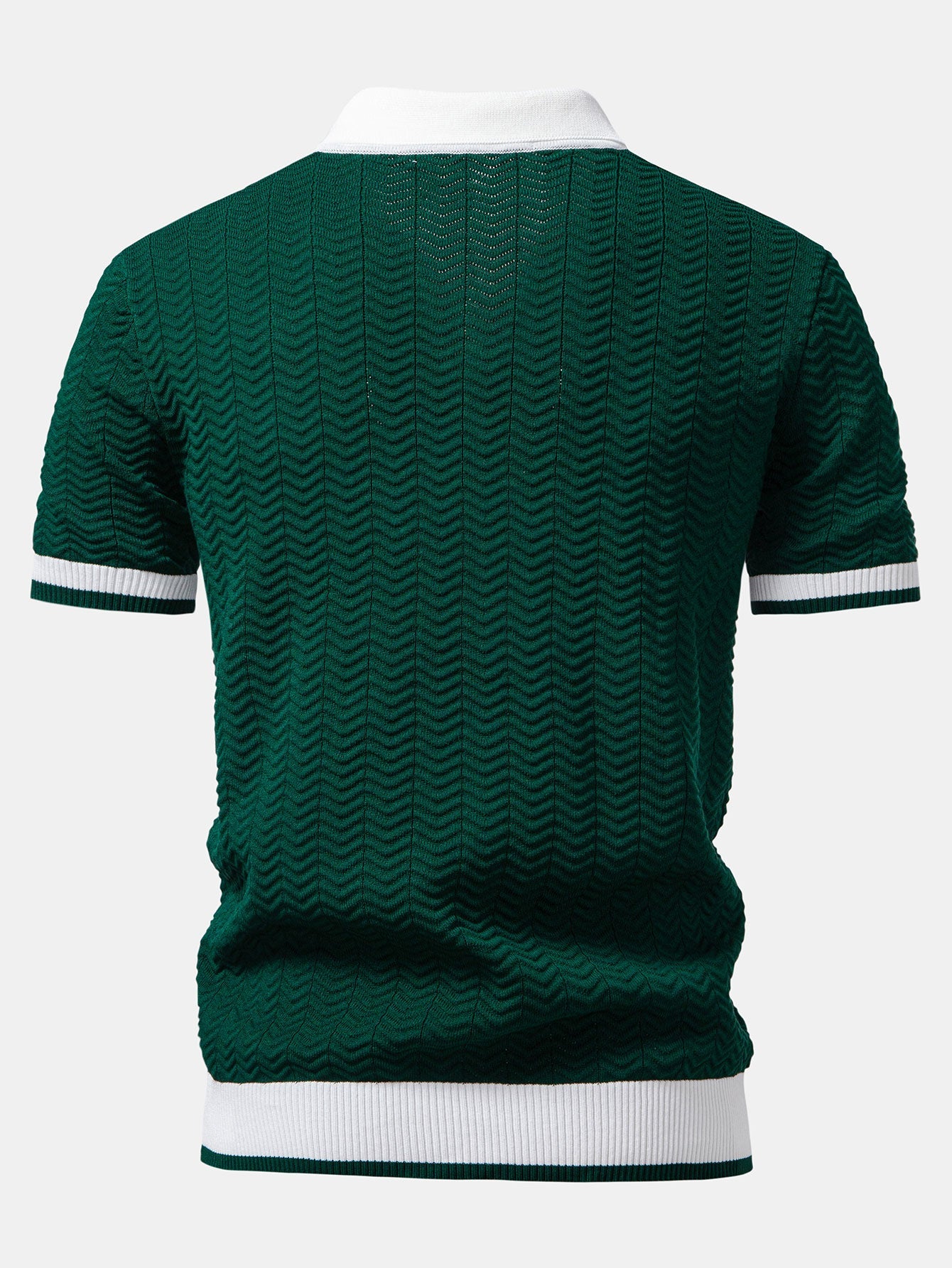 POLO A V IN MAGLIA CON CONTRASTO DI TEXTURE