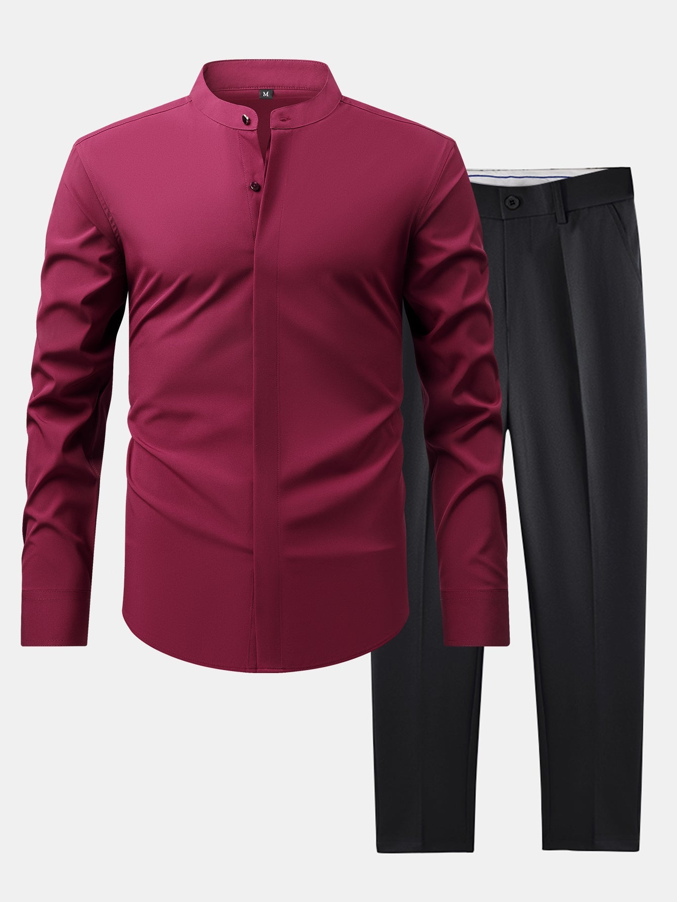 CAMICIA CON COLLETTO RIALZATO & PANTALONI SLIM FIT A GAMBA AFFUSOLATA