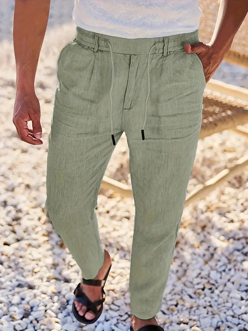 NICHOLS | PANTALONI LARGHI IN LINO CON COULISSE