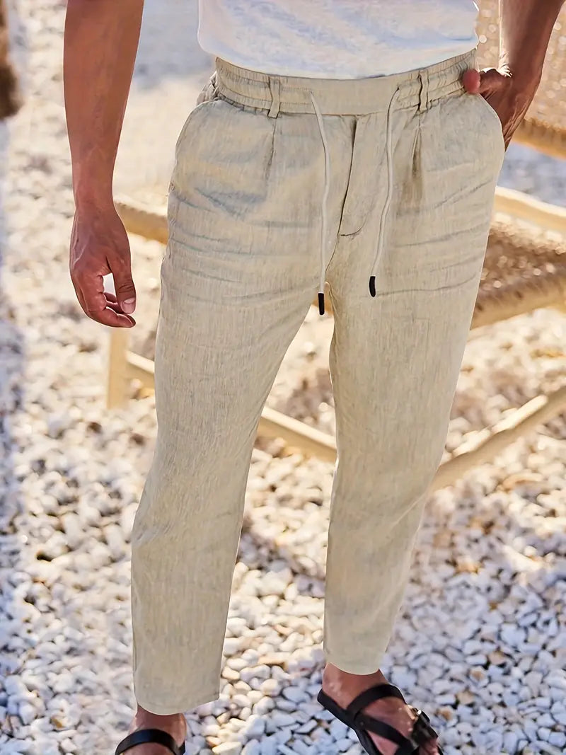 NICHOLS | PANTALONI LARGHI IN LINO CON COULISSE