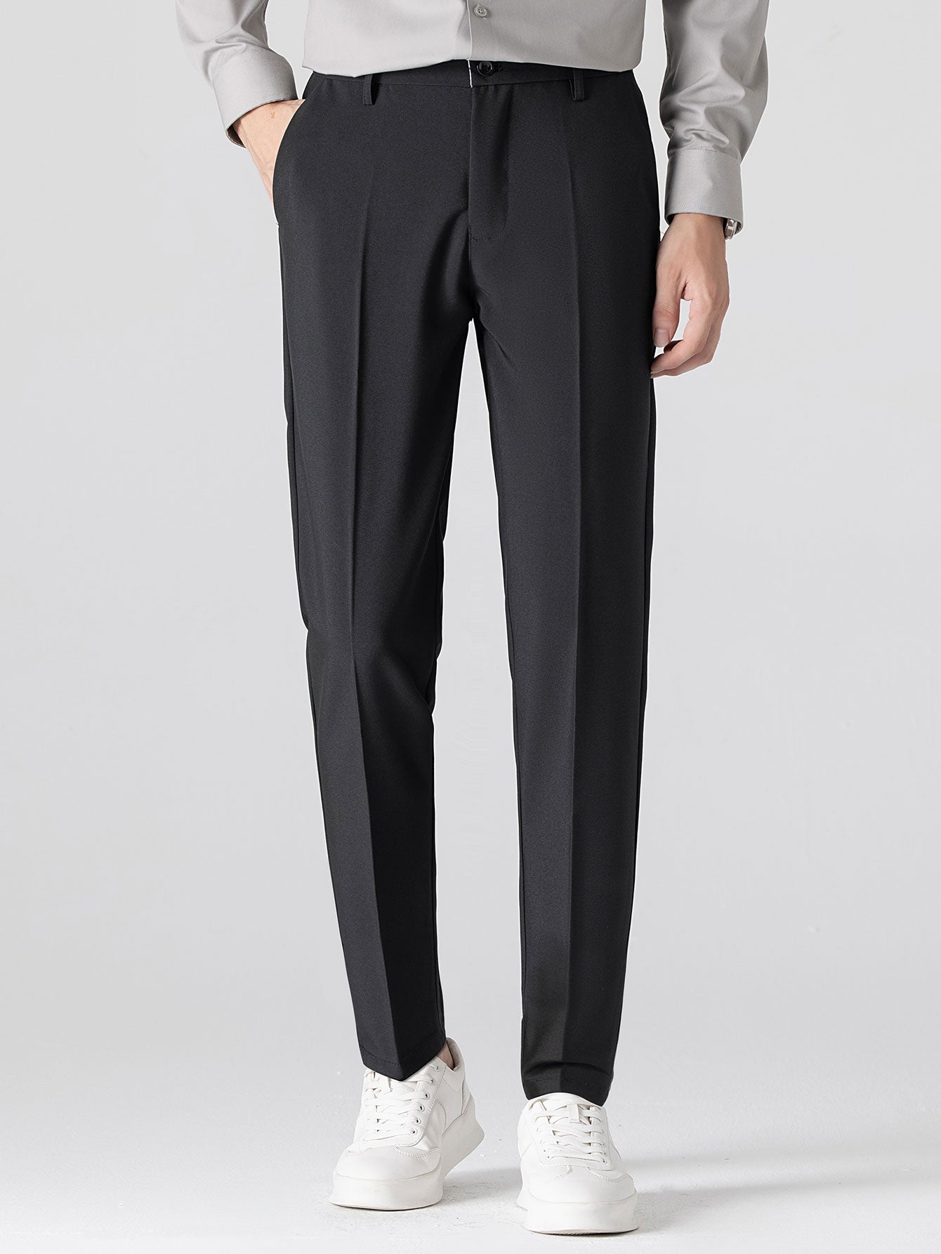 CAMICIA A MANICHE LUNGHE A RIGHE CON BOTTONI & PANTALONI SLIM FIT A GAMBA AFFUSOLATA