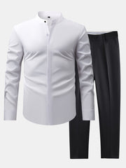 CAMICIA CON COLLETTO RIALZATO & PANTALONI SLIM FIT A GAMBA AFFUSOLATA