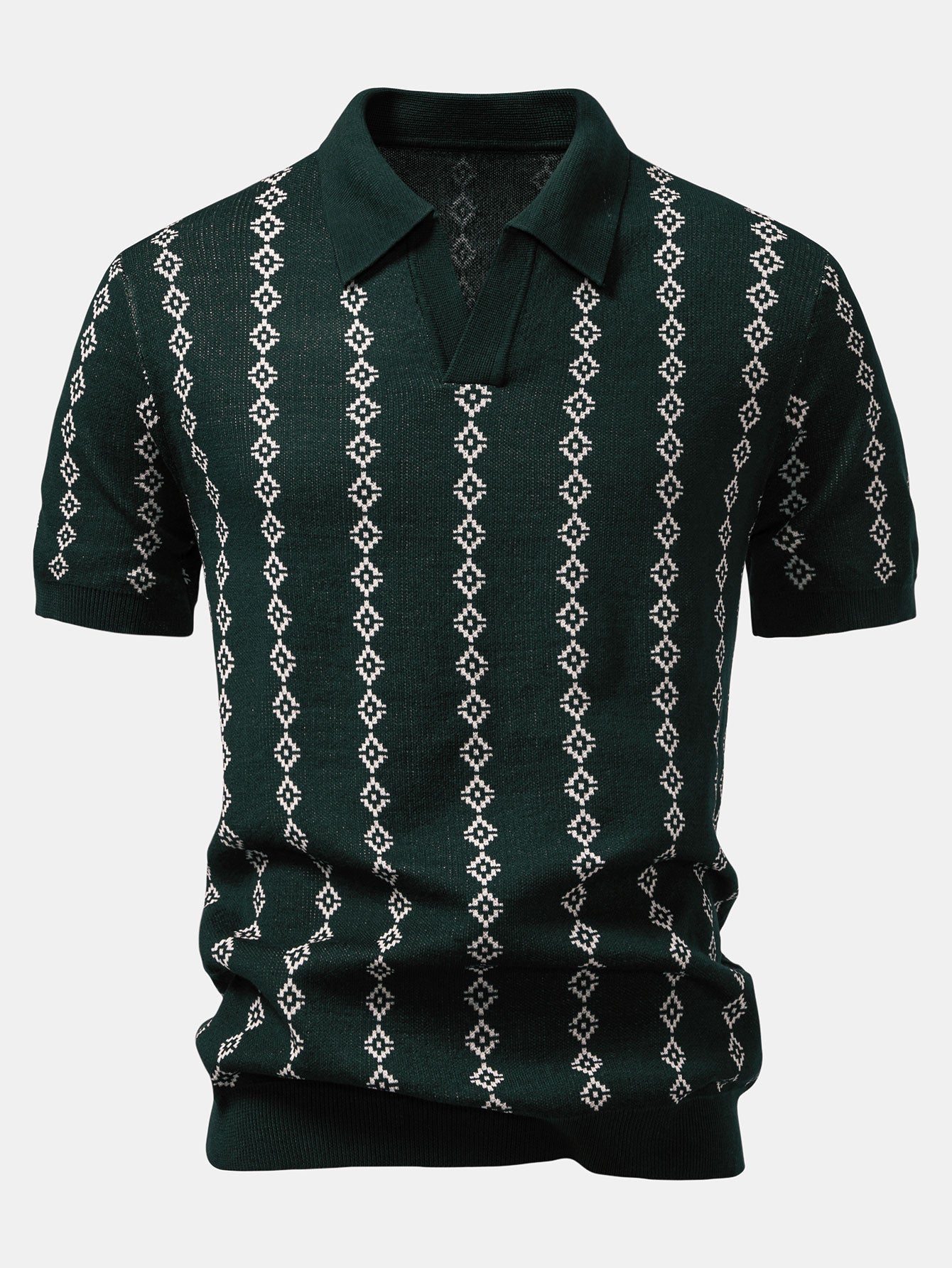 POLO V-NECK IN MAGLIA GEOMETRICA