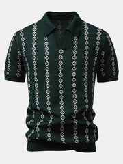 POLO V-NECK IN MAGLIA GEOMETRICA