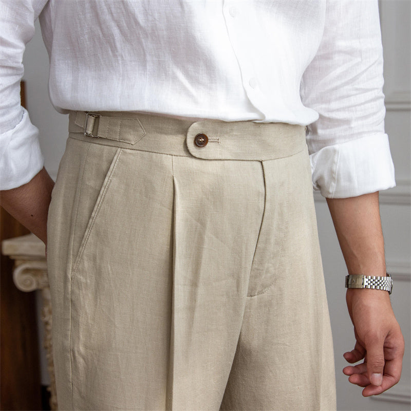 St. Barts | Pantaloni in Lino con Pinces