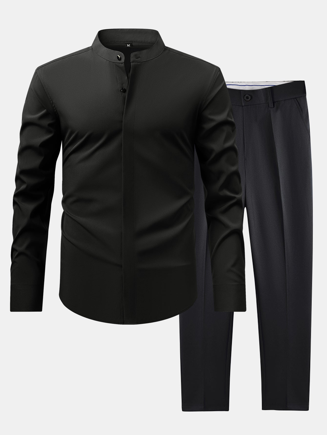 CAMICIA CON COLLETTO RIALZATO & PANTALONI SLIM FIT A GAMBA AFFUSOLATA