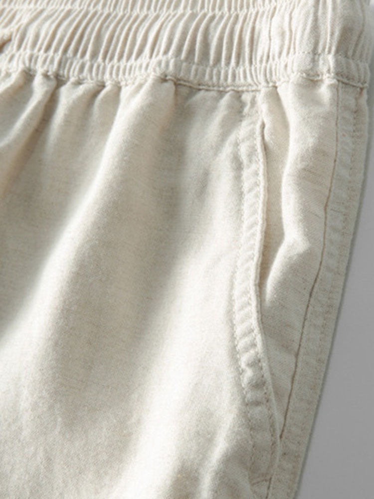 CAMICIA CON SPALLE SCHESE E RIGHE ALL'UNCINETTO & PANTALONI IN LINO CON GAMBA DRITTA