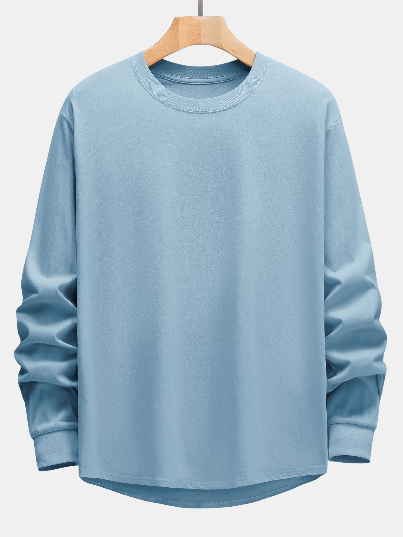 T-SHIRT A MANICHE LUNGHE PESANTE CON ORLO CURVO