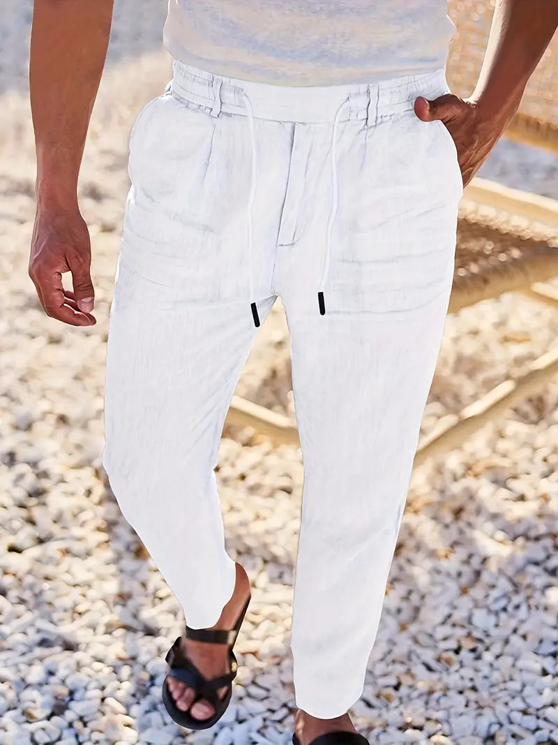 NICHOLS | PANTALONI LARGHI IN LINO CON COULISSE