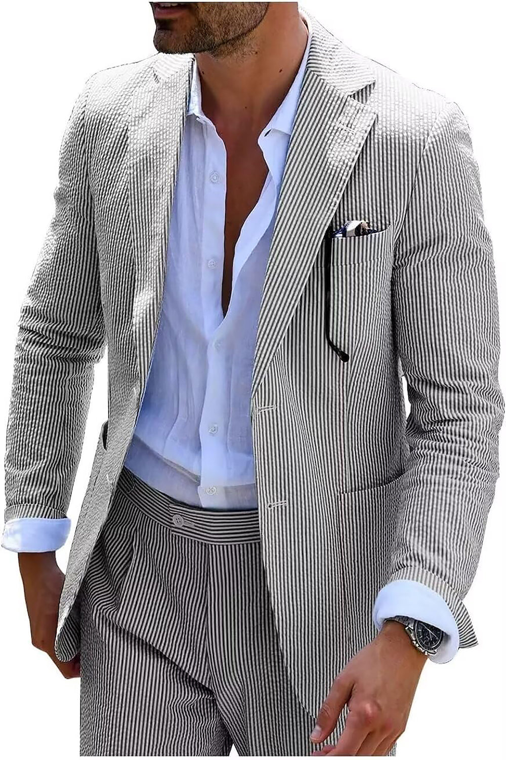 COMPLETO ESTIVO A RIGHE (PANTALONI+GIACCA)