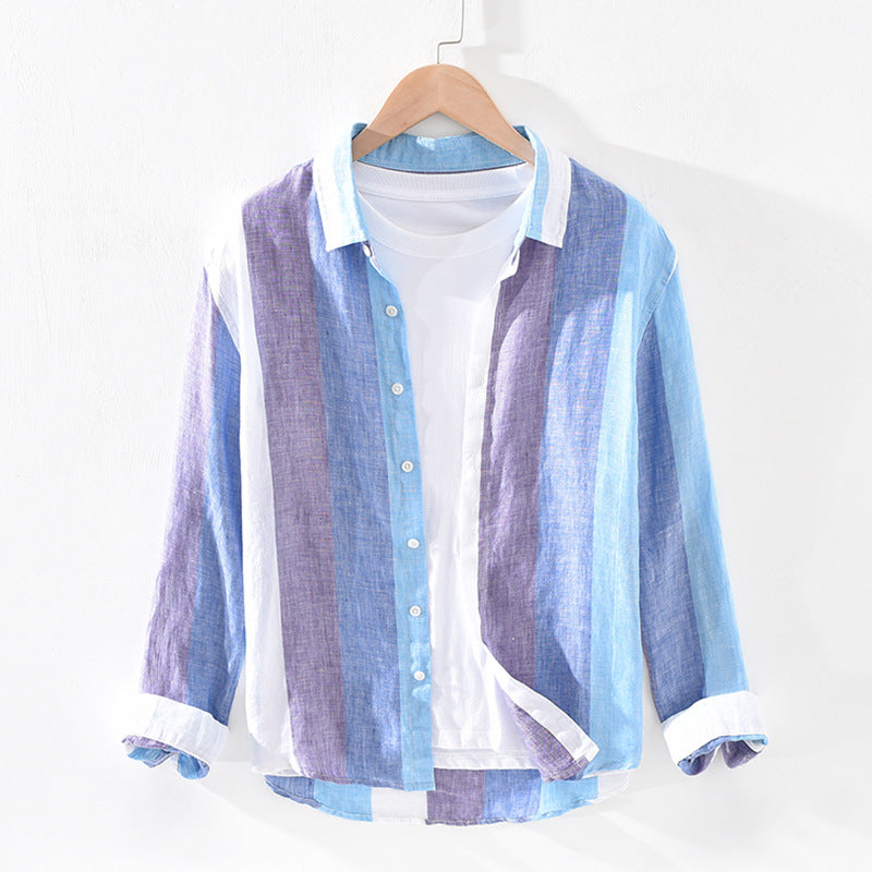 ANSELMO | CAMICIA DI LINO LEGGERA A RIGHE