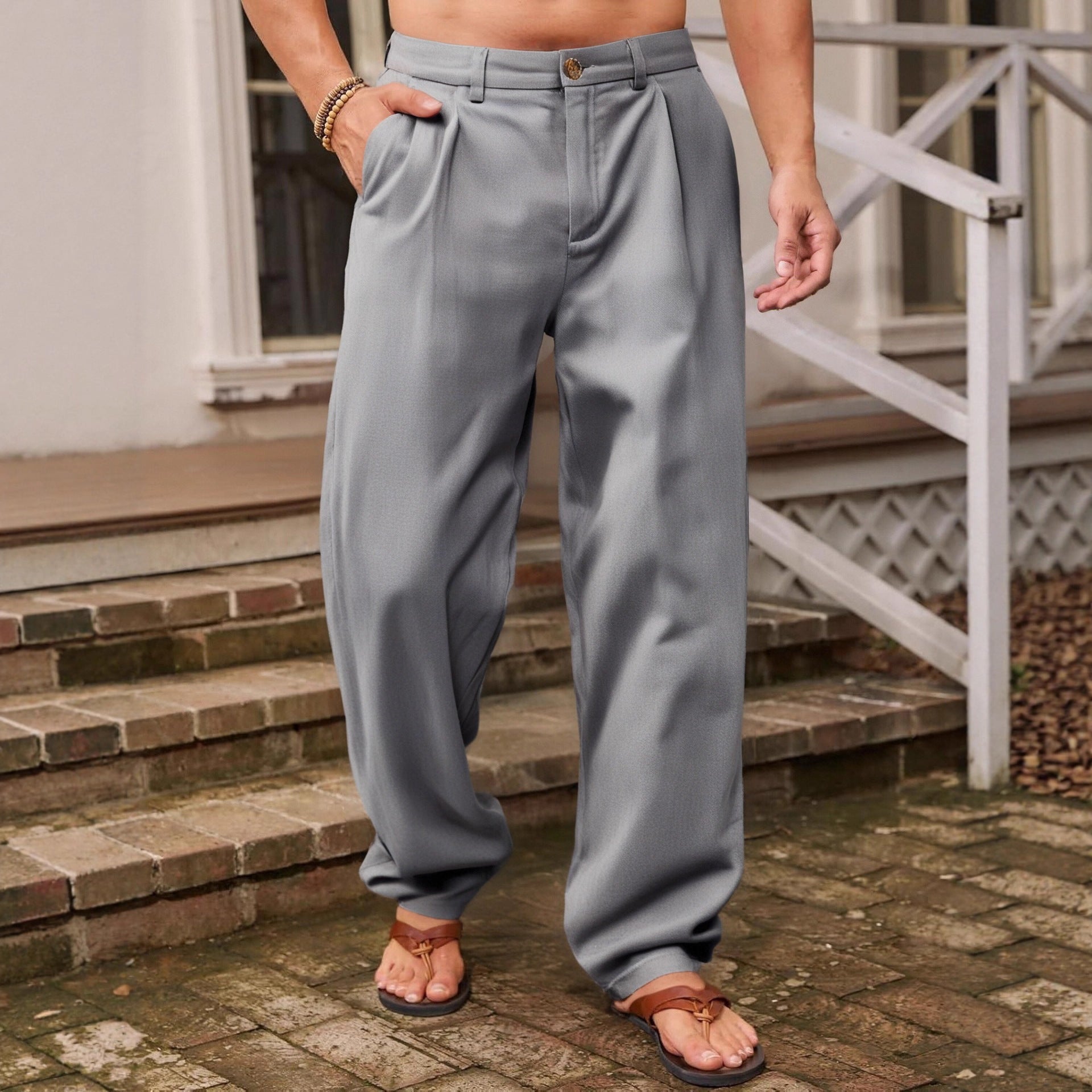 NICCOLÒ | PANTALONI DI LINO A GAMBA LARGA