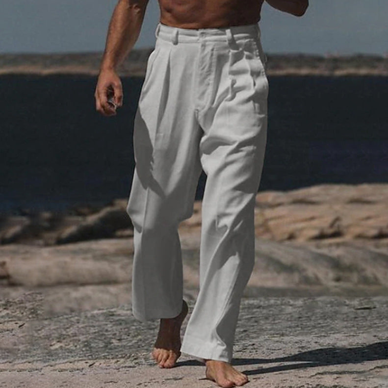 GIULIO | PANTALONI DI LINO A GAMBA LARGA