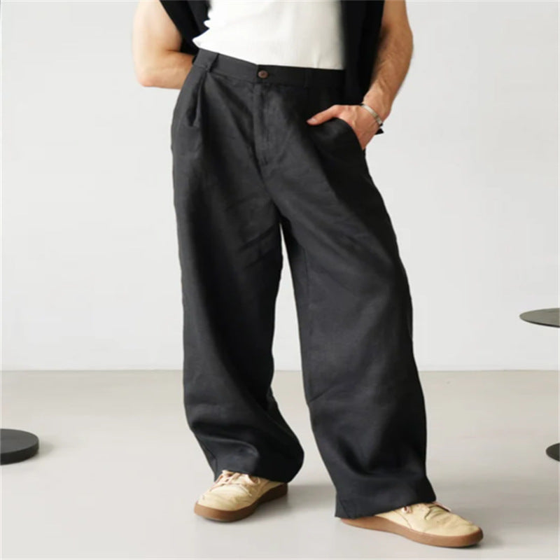 LORENZO | PANTALONI DI LINO A GAMBA LARGA