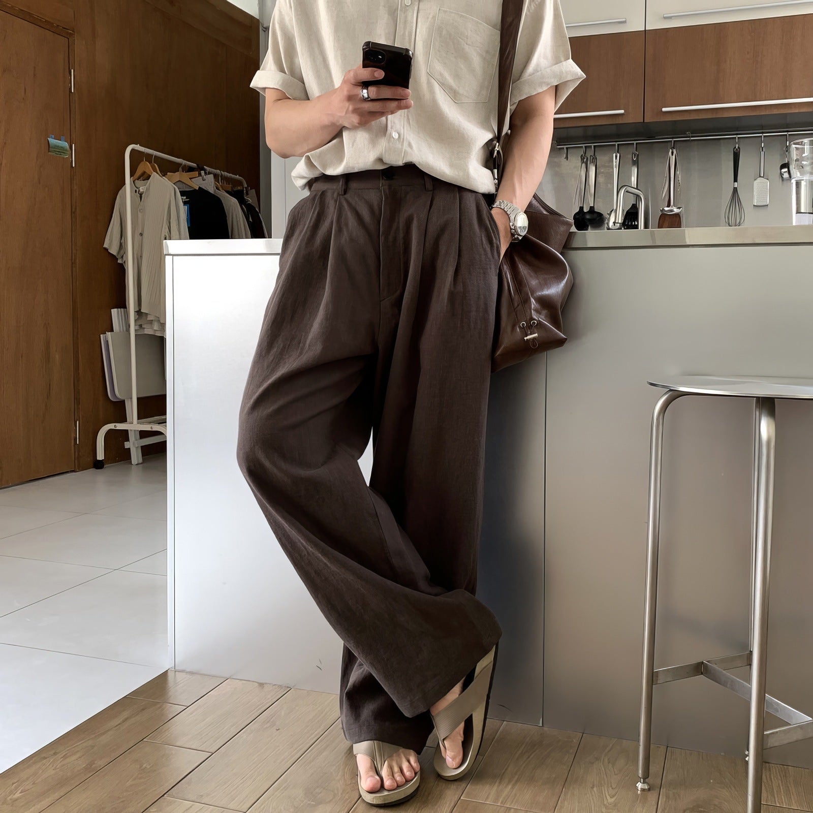 ENZO | PANTALONI DI LINO A GAMBA LARGA