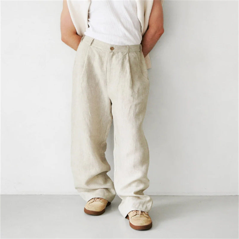 LORENZO | PANTALONI DI LINO A GAMBA LARGA
