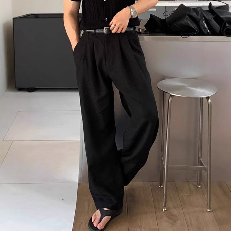 ENZO | PANTALONI DI LINO A GAMBA LARGA