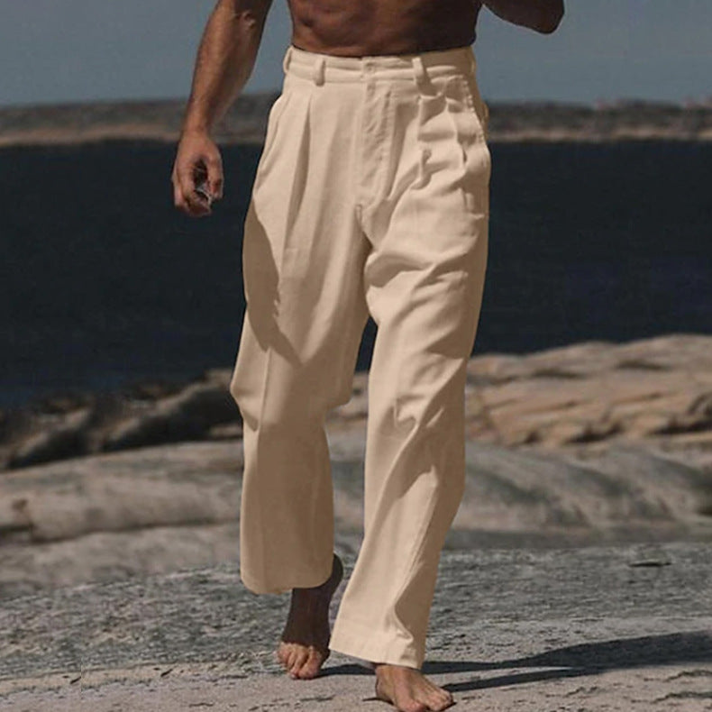 GIULIO | PANTALONI DI LINO A GAMBA LARGA