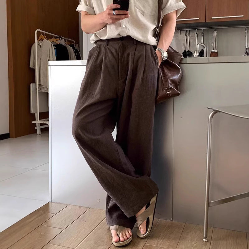 ENZO | PANTALONI DI LINO A GAMBA LARGA