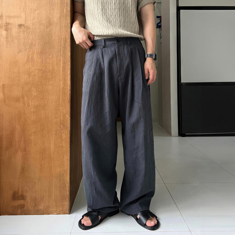 ENZO | PANTALONI DI LINO A GAMBA LARGA