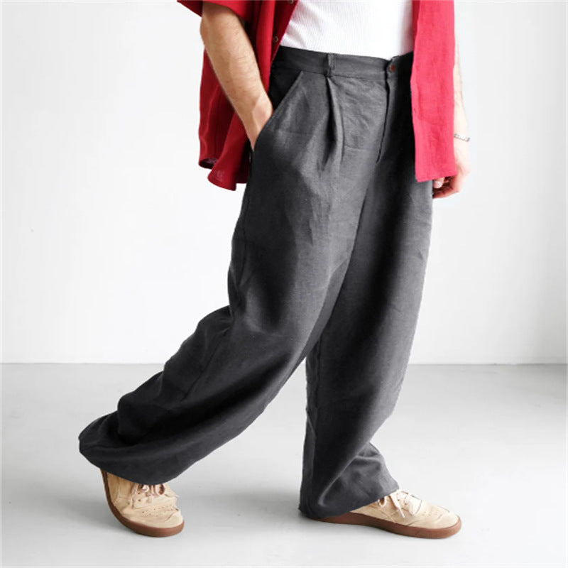 LORENZO | PANTALONI DI LINO A GAMBA LARGA